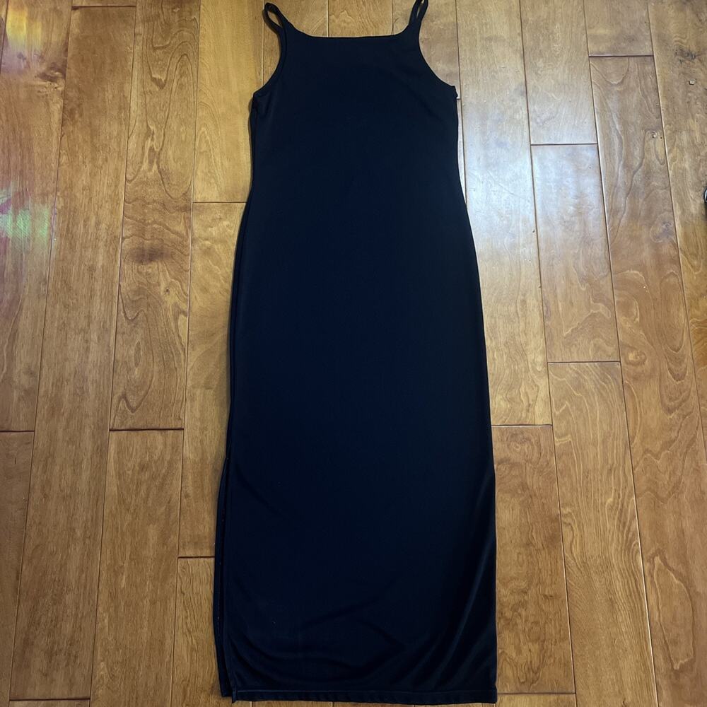 Vintage Y2K Voice Black Floral Maxi Dress Size M Whimsigoth Fairycore Slip Dress - Picture 11 of 12